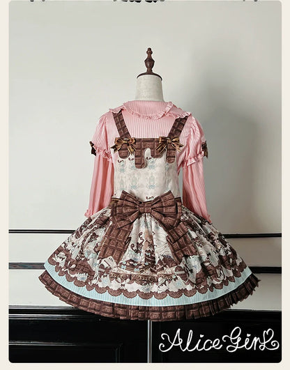 Alice Girl - Bear Chocolate Bar - Kawaii Lolita JSK & Salopette Dress