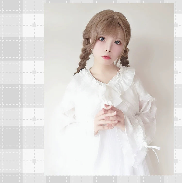 Time Memory - Xianbei - Sweet Lolita Chiffon Lantern Sleeve Cardigan with Bow