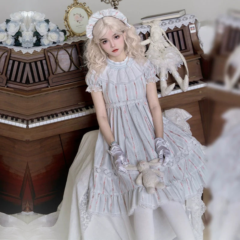 With PUJI - Annie's Dreamland - Cotton Lolita OP Dress Doll Collar Summer Dress