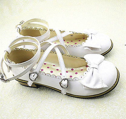 Meixie - Lovely Lolita Low Heel Cross Strap Bow Tie Princess Shoes