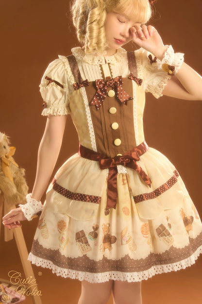CutieVolta - Blissful Confectionery - Sweet Lolita OP Dress Bear Print JSK