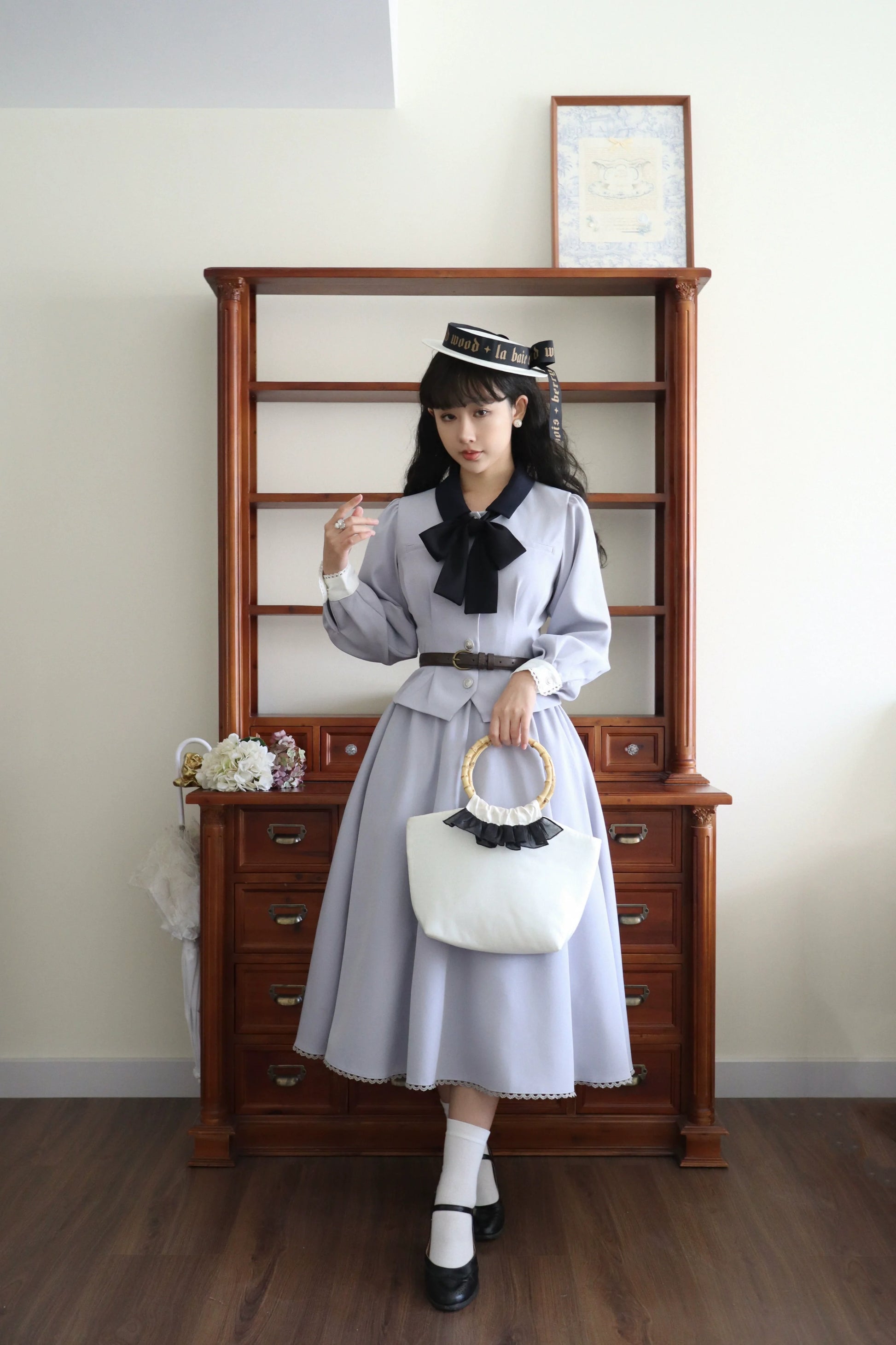 Sweet Wood - Daily Lolita Skirt Set Long sleeve Coat Dress Set