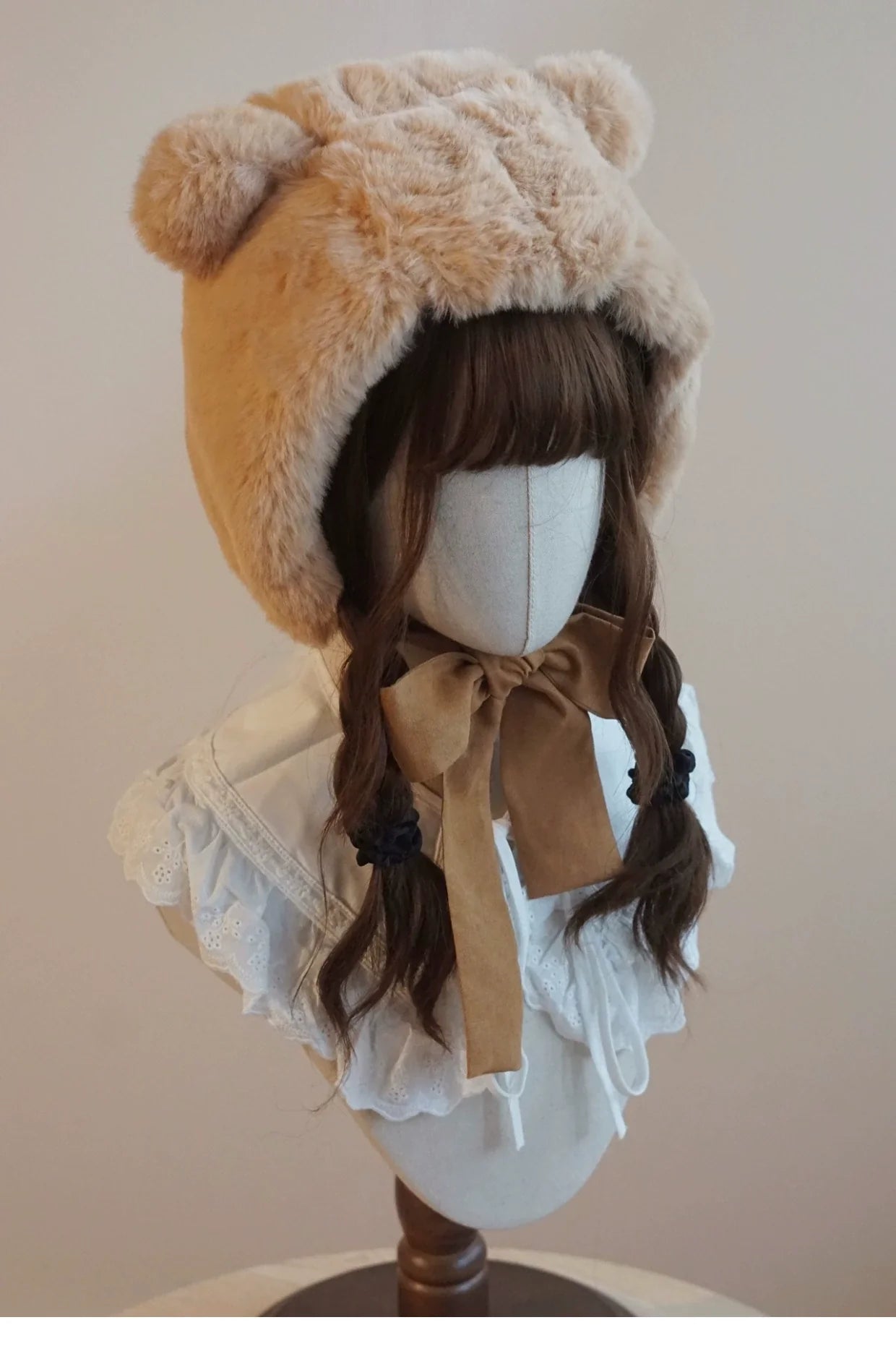 Besozealous - Winter Lolita Hat Bear Ears Hooded Hat