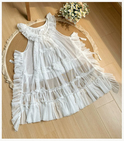 With PUJI - Letters and Poetry - Classic Lolita Tulle Over-Skirt for Summer