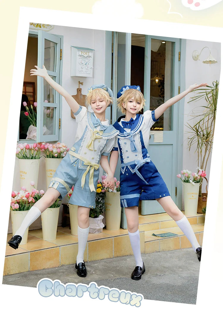 Forest Fluorescent Carps - Small Animal Team - Ouji Lolita Suit Male Lolita Shirt Shorts