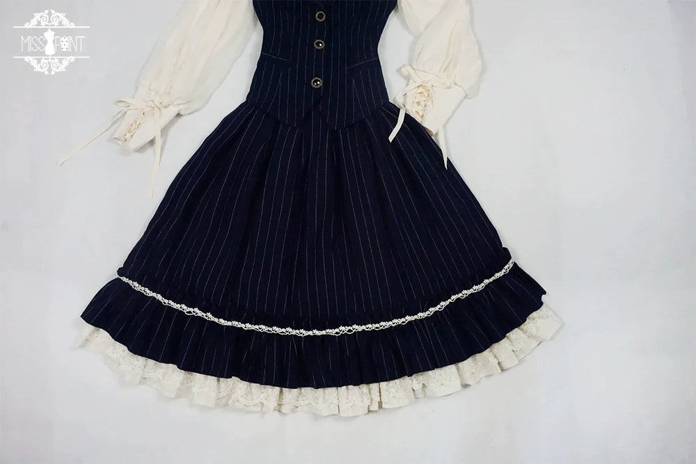 Miss Point - Rose Doll - Elegant Lolita Striped Fishbone Skirt