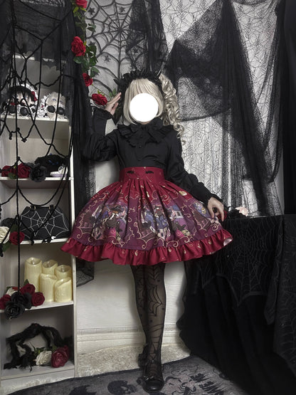 Magic Tea Party - Witching Night - Gothic Lolita SK Halloween Chiffon Skirt