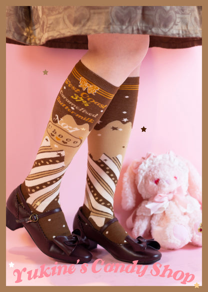 Yukines Box - Kawaii Lolita Chocolate Color Cotton Socks