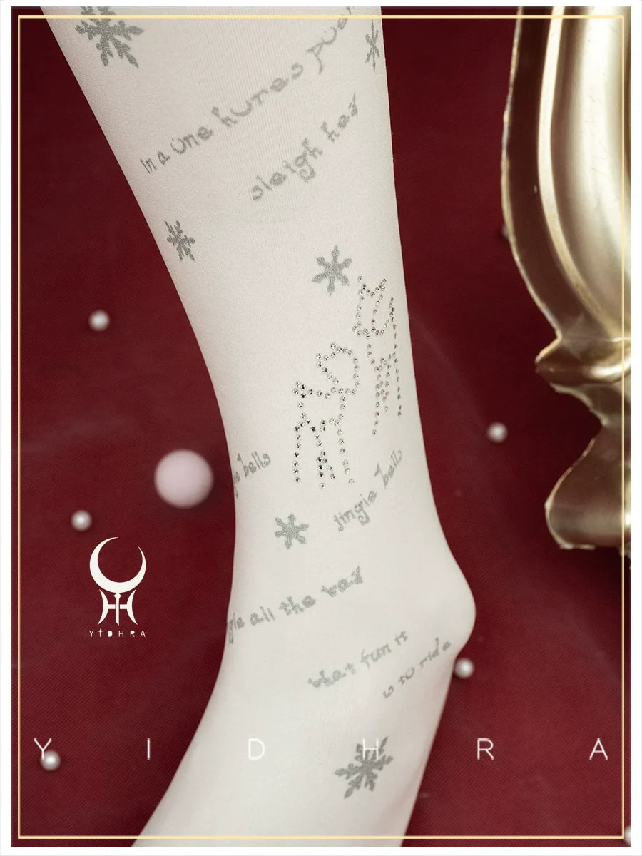 Yidhra - Snow Deer Search - Winter Lolita Pantyhose Kawaii Christmas Pantyhose