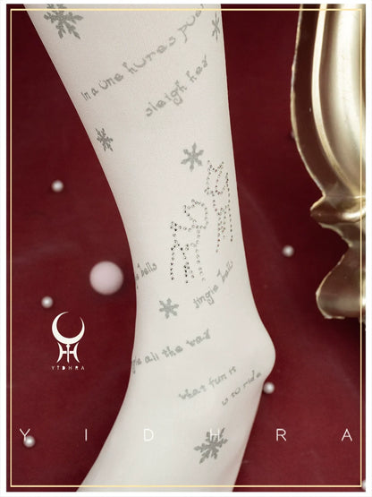 Yidhra - Snow Deer Search - Winter Lolita Pantyhose Kawaii Christmas Pantyhose