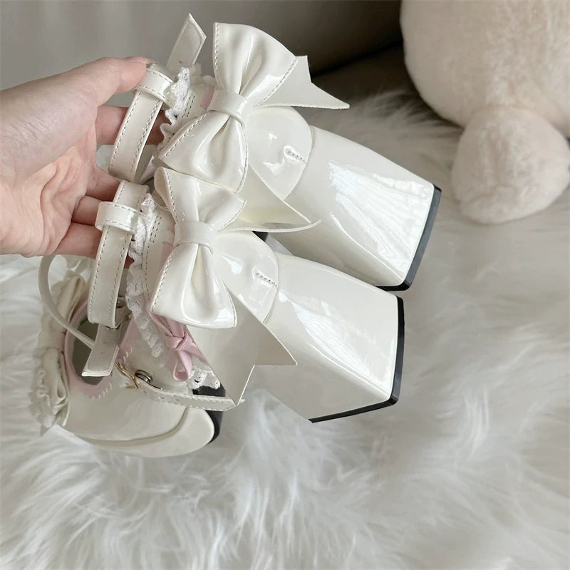 Jiangjiang Biscuit - Elegant Lolita High Heel Shoes Round Toe Low Cut