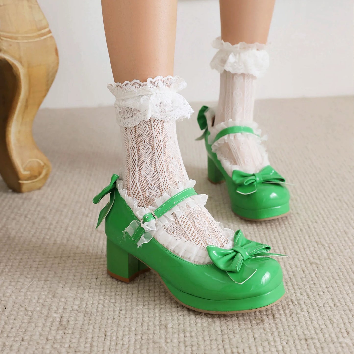 Yana - Rainbow Yana - Sweet Lolita Shoes, Lace & Bow Design