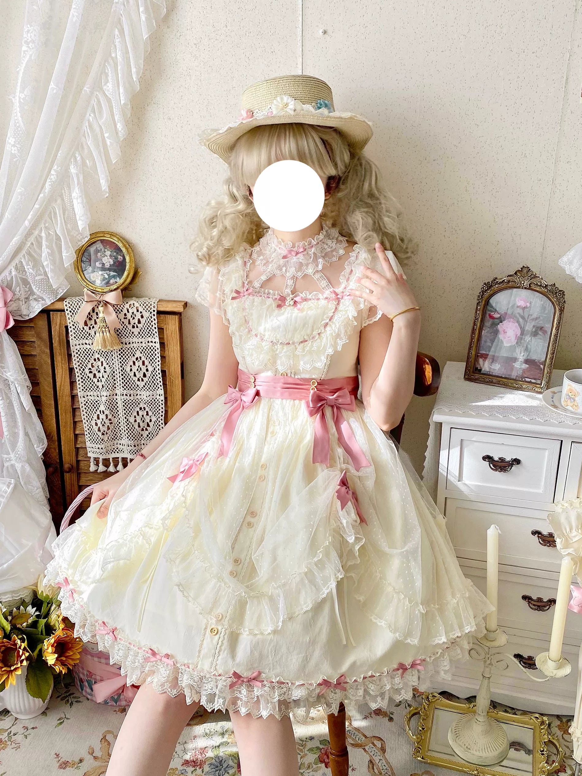 Uncle's Workshop - Fluttering Cherry Spring Strings - Cotton Sweet Lolita JSK Dress