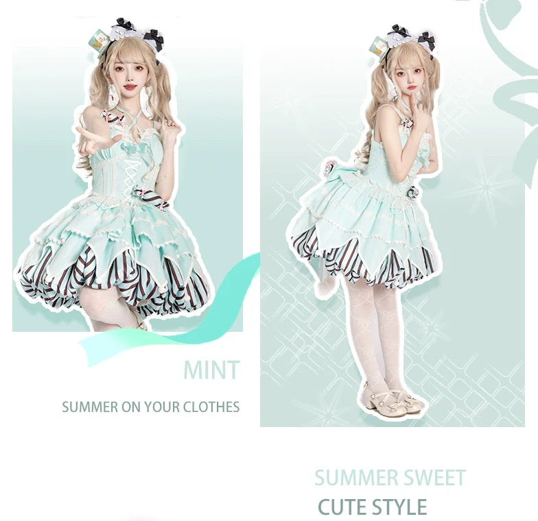 OCELOT - Sweety Gummy - Sweet Lolita JSK Dress Big Bow Flower Bud Lolita Dress
