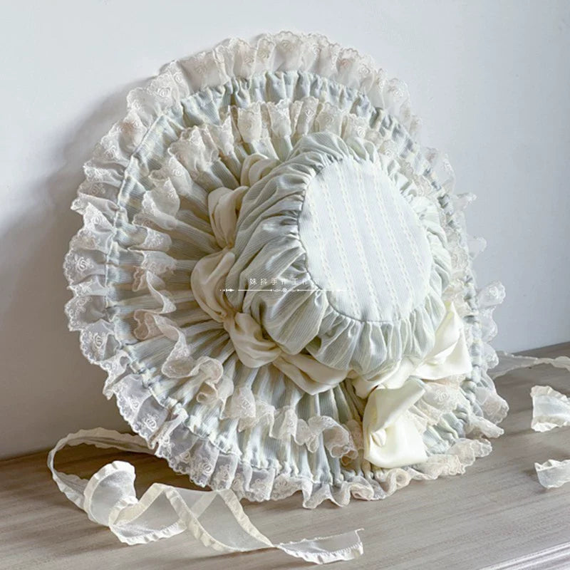 MAID - Vintage Lolita Hat Striped Lace Hat