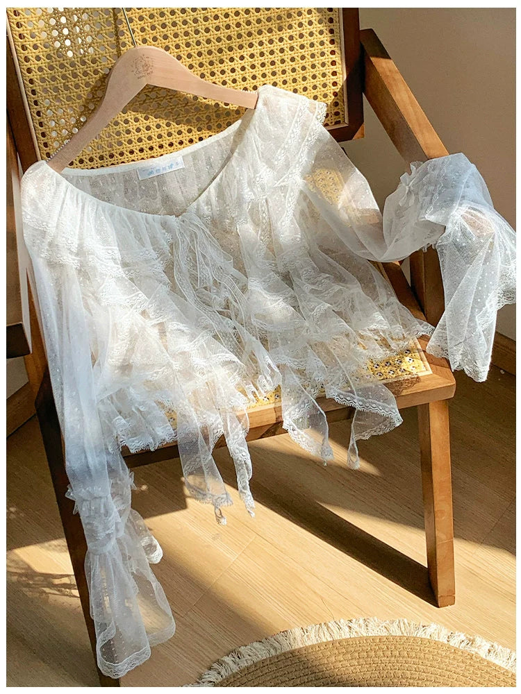 With PUJI - Letters and Poetry - Summer Classic Lolita Tulle Lace Bolero with Multi-Color