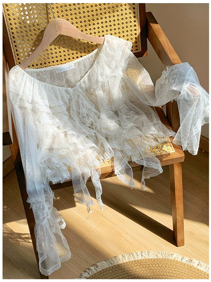 With PUJI - Letters and Poetry - Summer Classic Lolita Tulle Lace Bolero with Multi-Color