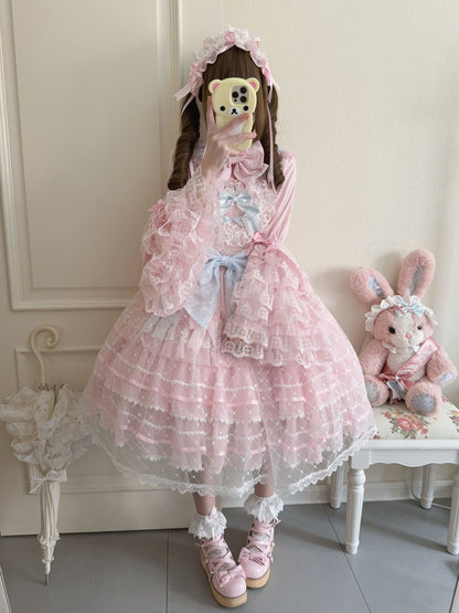 Hanguliang - Spring Awakening - Sweet Lolita JSK and Princess-Sleeved Shirt with Lace Detail