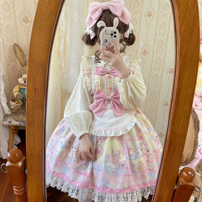 Hanguliang - Sweet Bunny Bear - Sweet Lolita Jumper Dress Cute JSK