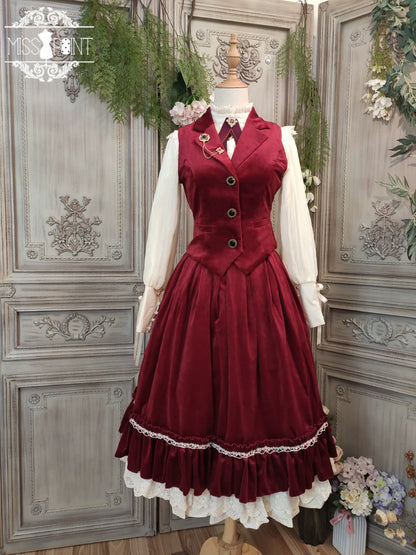 Miss Point - Rose Doll - Retro Lolita Vest Velvet Lolita Waistcoat