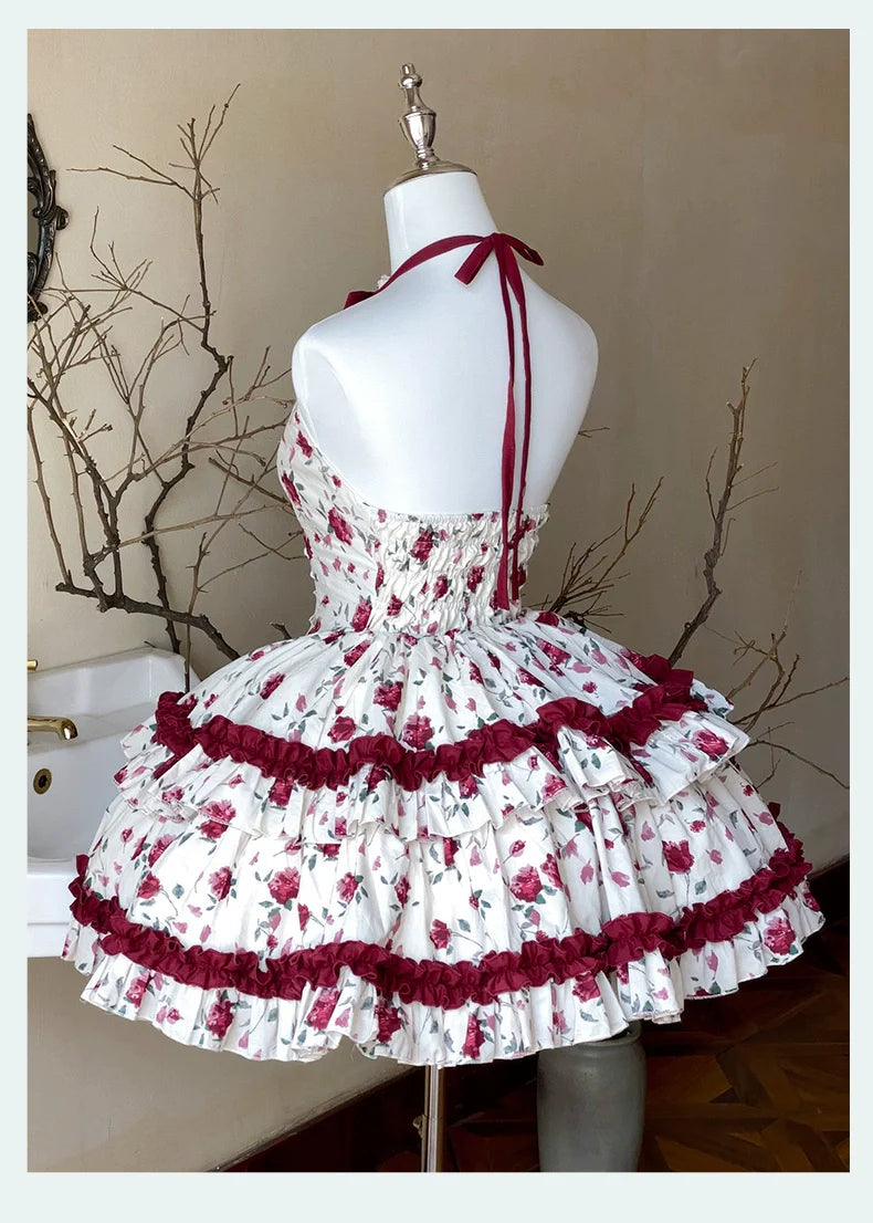 Diamond Honey Lolita - Heart Rose - Vintage Lolita Jumper Dress Retro Rose Lolita JSK
