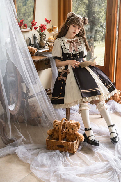 Letters from Unknown Star - Chocolate Workshop - Elegant Lolita OP Daily Short Sleeve Dress