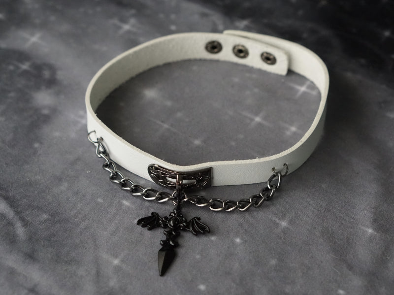 Strange Sugar - Gothic Lolita Cross Leather Choker