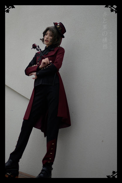 Princess Chronicles - Red and Black - Retro Ouji Lolita Handsome Black Pants