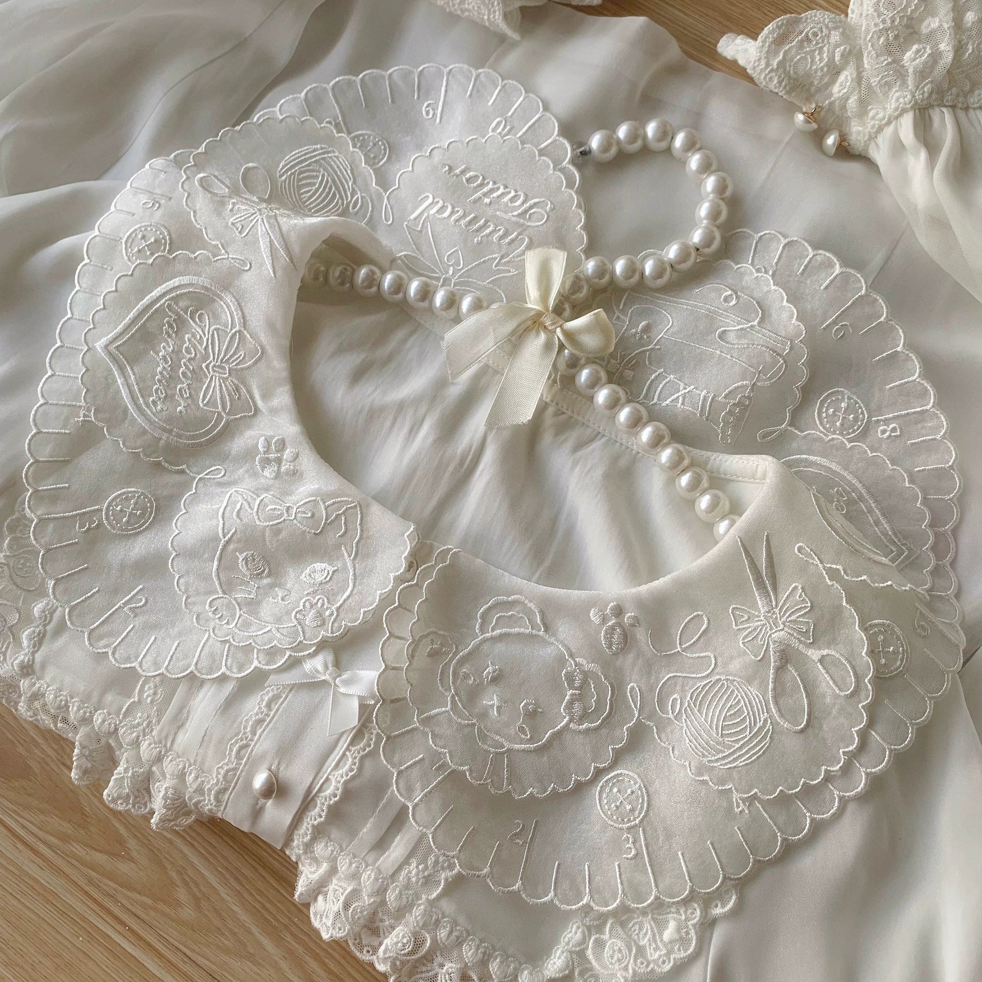 Flower Banquet - Sweet Lolita Blouse Embroidered Shirt with Long Sleeve