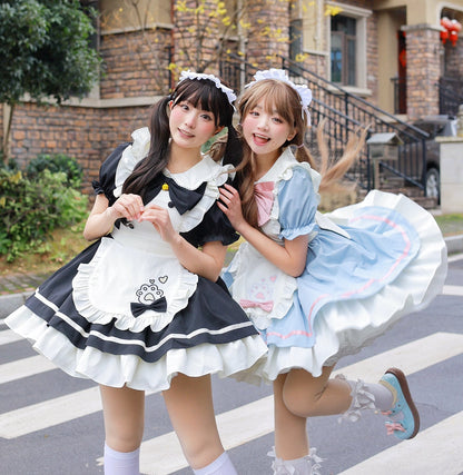 Qianmu - Cat Cafe - Maid Lolita OP dress with Detachable Bow and Apron