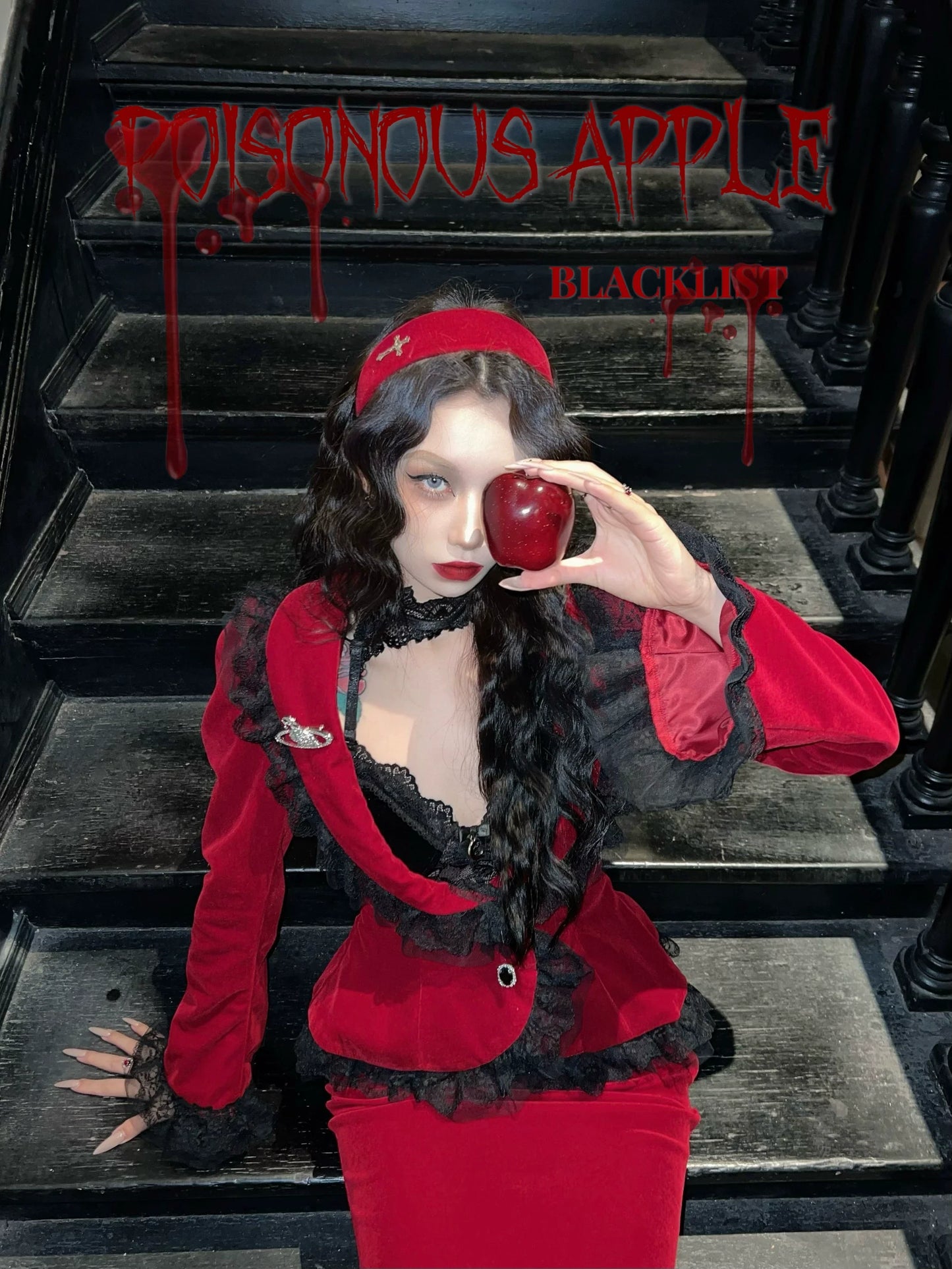 BLACKLIST - Poisonous Apple - Christmas Lolita Dress Bungundy Fishtail Skirt Set