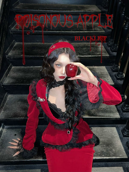 BLACKLIST - Poisonous Apple - Christmas Lolita Dress Bungundy Fishtail Skirt Set