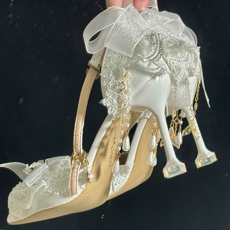 Sky Rabbit - Bridal Lolita Heels Wedding Shoes with Lace