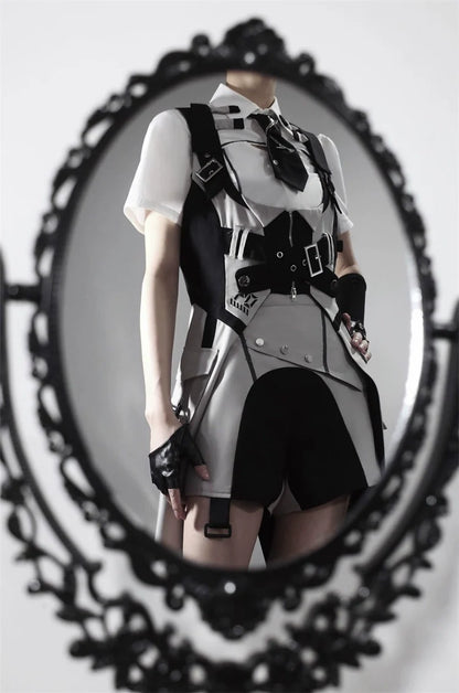 Letters from Unknown Star - Sky Core Record - Ouji Lolita Shorts Suits Short Sleeve Dress Set