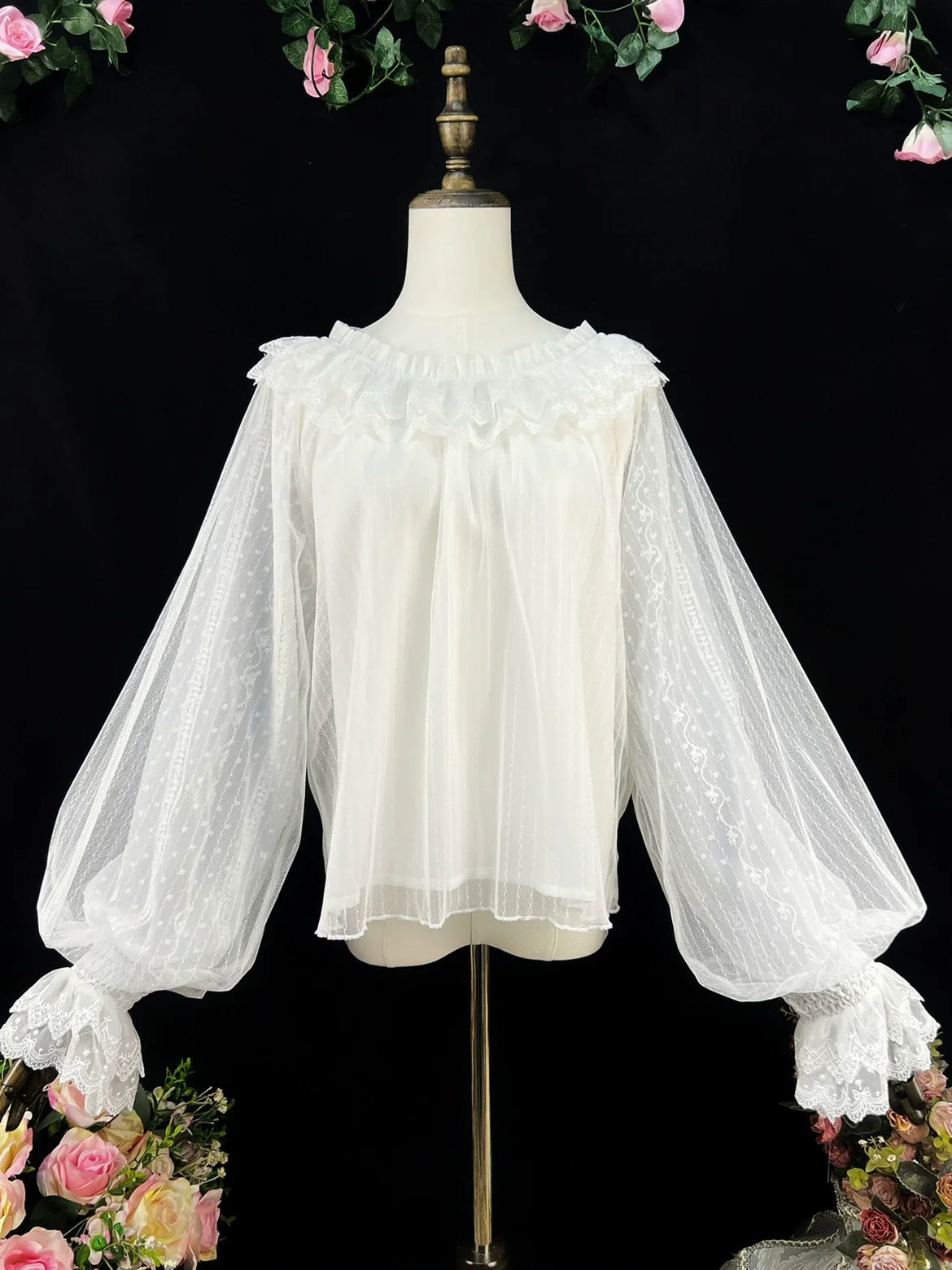 DMFS - Long Sleeve Lolita Shirt Gauze Blouse Mutton Sleeves