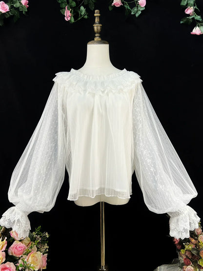 DMFS - Long Sleeve Lolita Shirt Gauze Blouse Mutton Sleeves