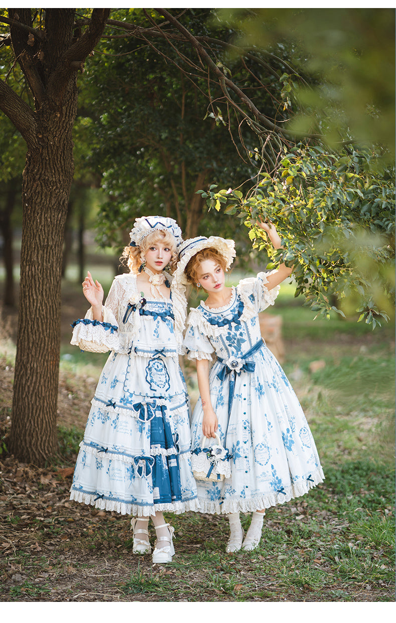 NanShengGe - Mulberry Poem - Country Lolita Printed Dress with Cardigan Set