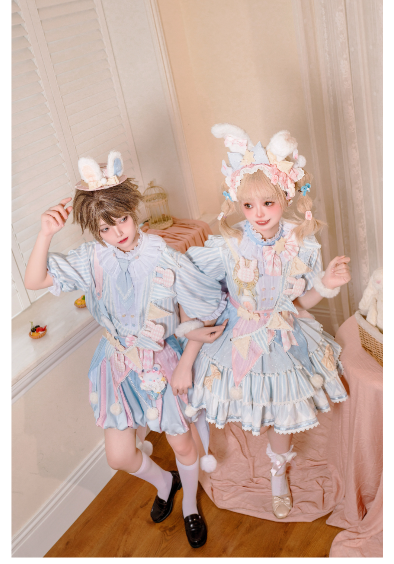 Forest Fluorescent Carps - Ouji Lolita Suit Circus Prince Shorts and OP Dress