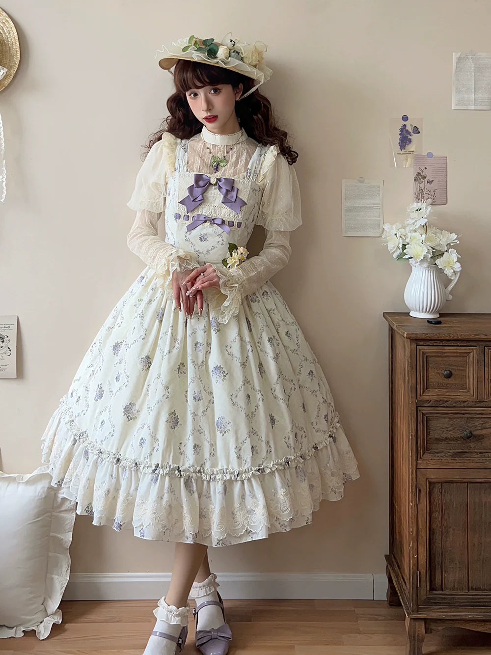 Miss Point - Kaleidoscope - Classical Lolita Shirt Dot Gauze Detachable Puff Sleeve Blouse Customized