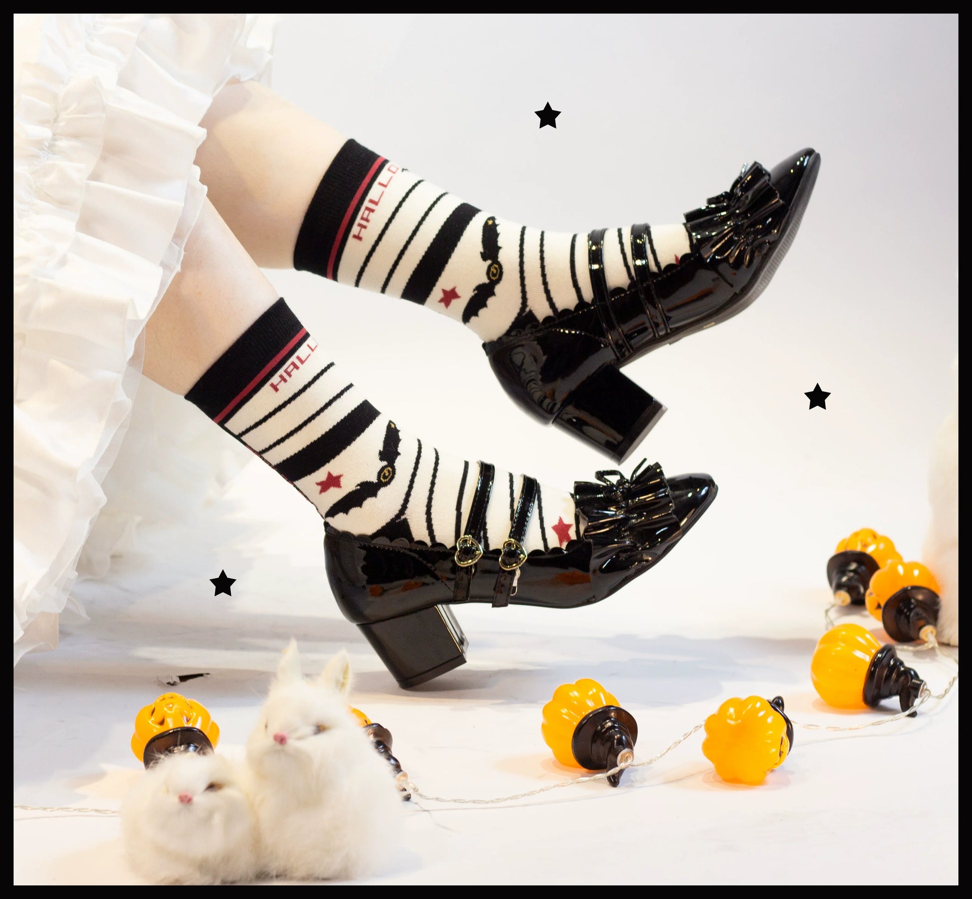 Yukines Box - Gothic Lolita Halloween Pumpkin Bat Socks
