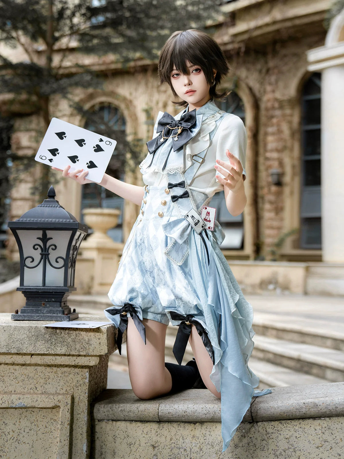 Your Princess - Alice in Time - Checkered Ouji Lolita Suit With Card & Rabbit Accents