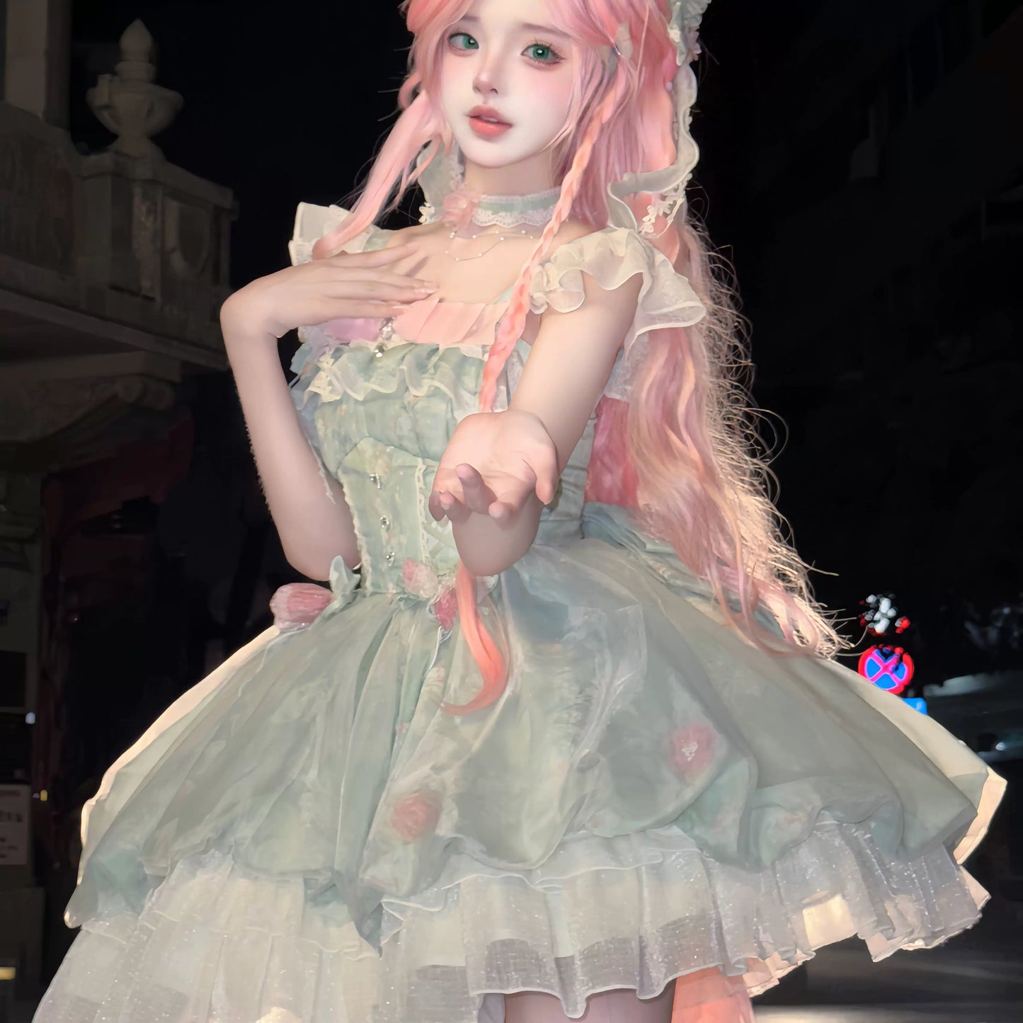 Platycodon House - Floral Magician - Sweet Lolita Dress Floral Print Short Length JSK