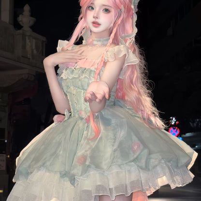 Platycodon House - Floral Magician - Sweet Lolita Dress Floral Print Short Length JSK