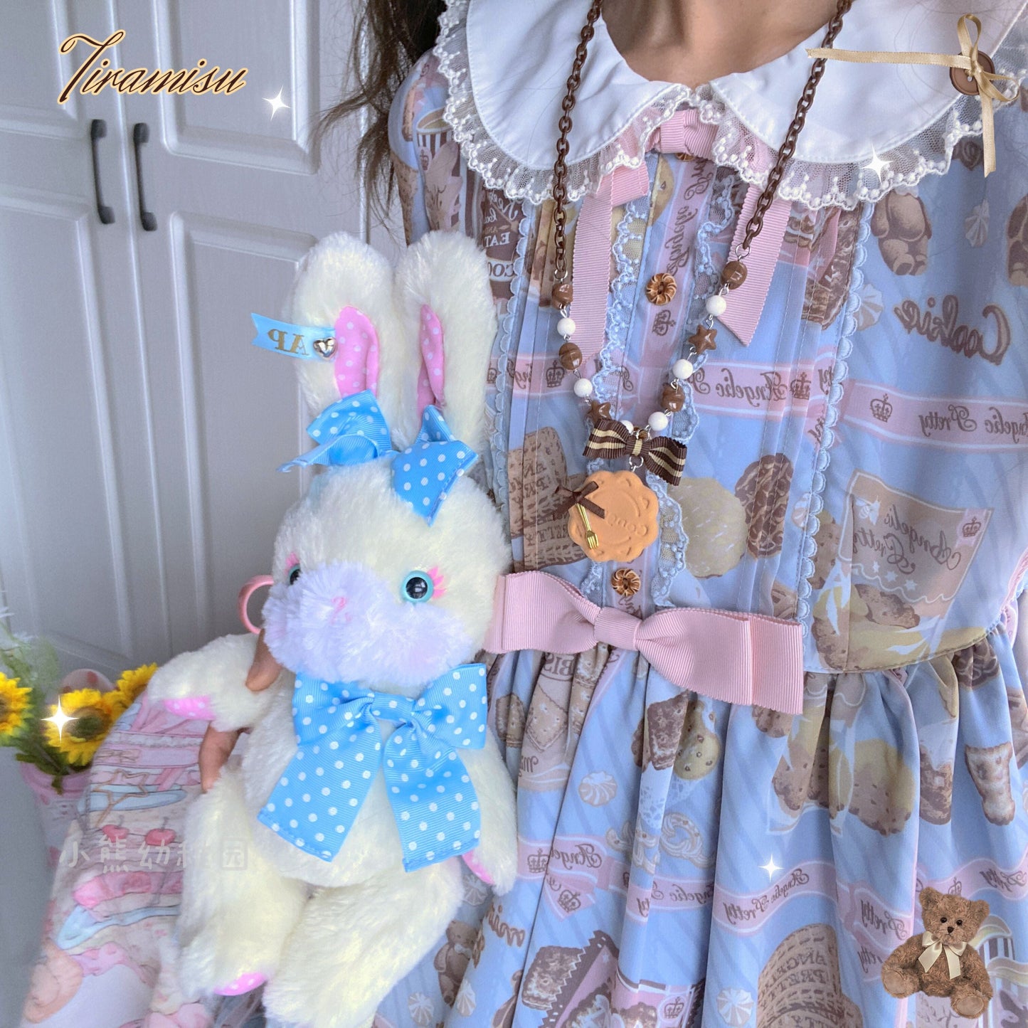 Bear Doll - Sweet Cookie Charm Set - Kawaii Lolita Necklace and Hairclip