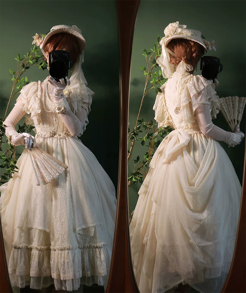 BittterSweet - Vintage Lolita OP Dress Old School Lace Long Dress