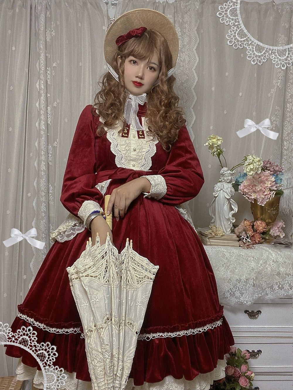 Miss Point - Customized Lolita Dress Vintage Elegant Velvet OP Dress