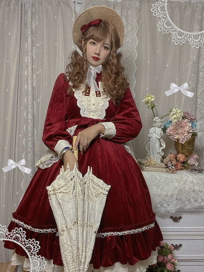 Miss Point - Customized Lolita Dress Vintage Elegant Velvet OP Dress