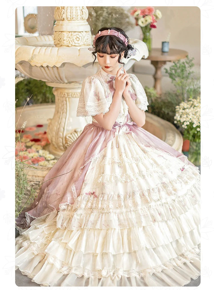 With PUJI - Nanke - Edwardian Collar Classic Lolita OP Dress Outfit