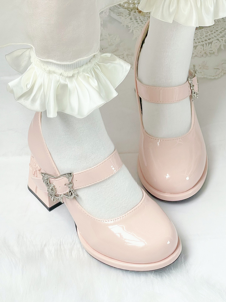 Dreamland - Wanxiang Cycle - Elegant Lolita Heel Shoes with Embossed Rose