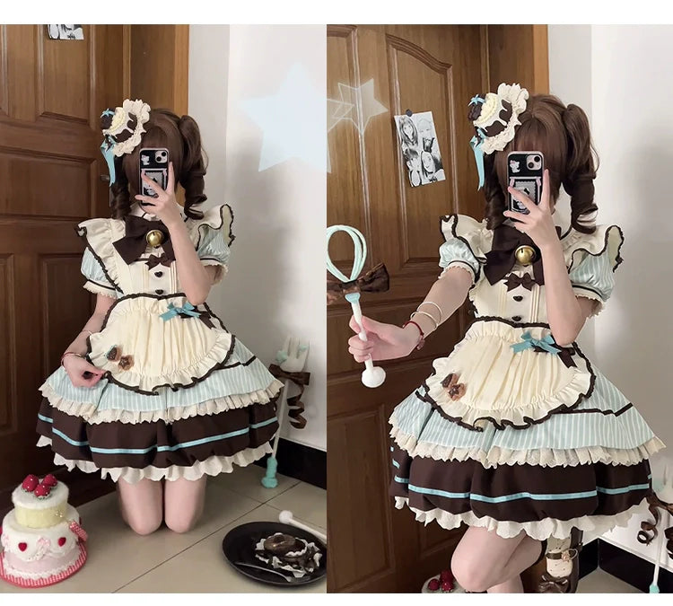 Sakurahime - Berry Bubble - Kawaii Lolita OP Tiered Ruffles Apron Lolita Dress